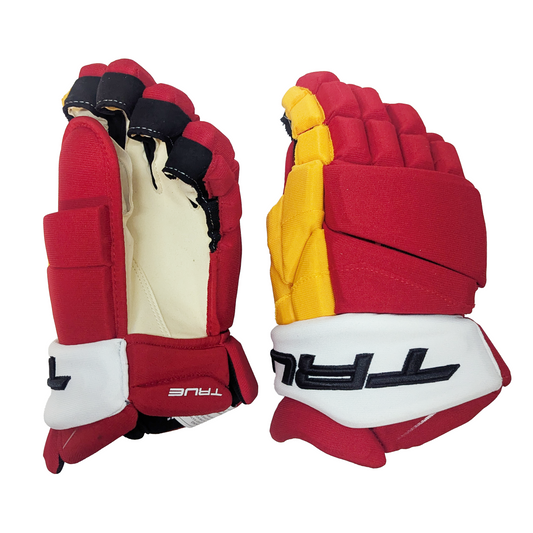  True Catalyst 9X - NHL Pro Stock Glove - Calgary Flames (Red/Yellow/White)