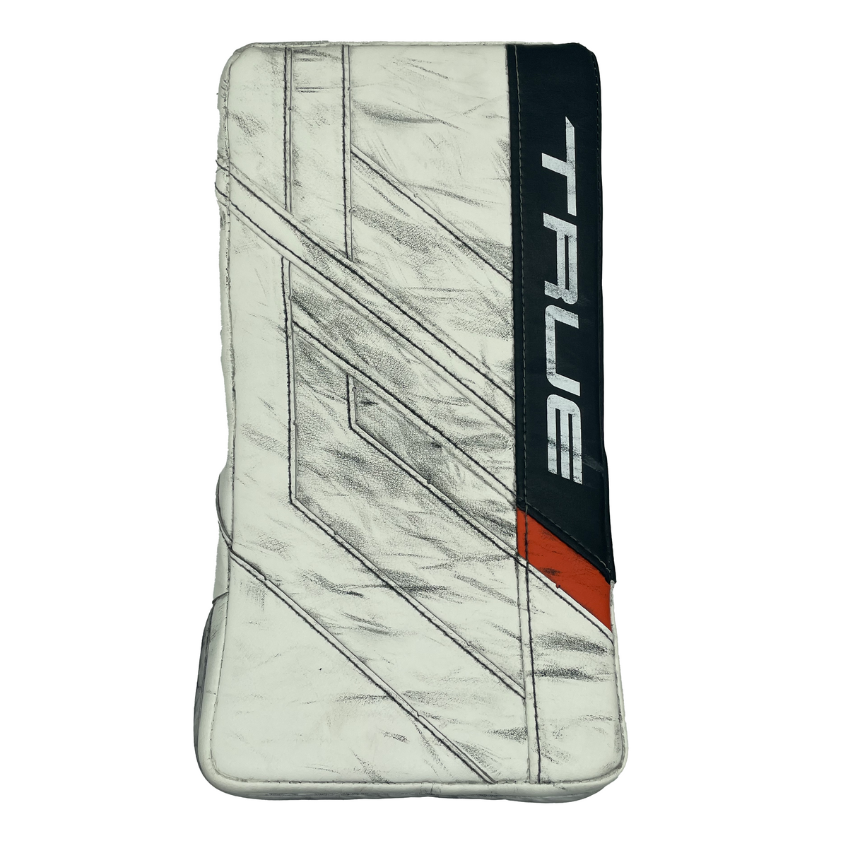  True HZRDUS PX4 - Used Pro Stock Goalie Blocker - Felix Sandström (White/Orange)