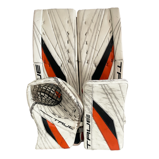  True L20.2 - Used Pro Stock Goalie Pad Full Set (White/Black/Orange)