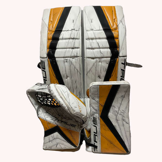  True Catalyst PX3 - Used Pro Stock Goalie Set (White/Yellow/Black)