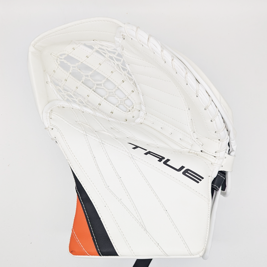  Felix Sandstrom - True L20.2 - NHL Pro Stock Goalie Glove (White/Orange)