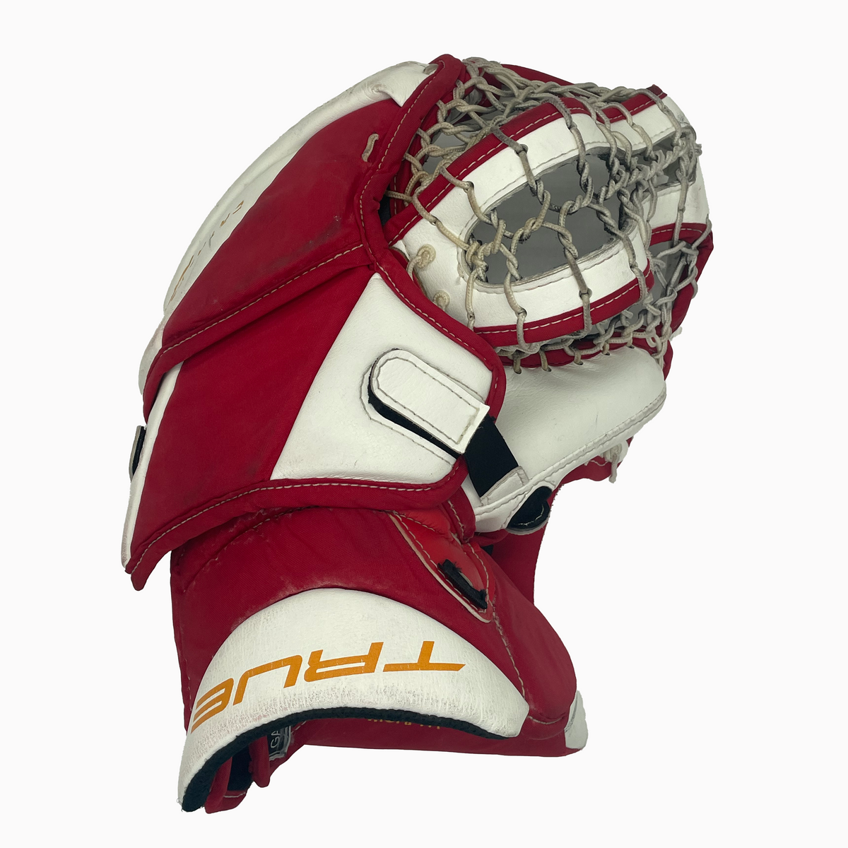  True Catalyst PX3 - Used Pro Stock Goalie Glove (Red/White/Yellow)